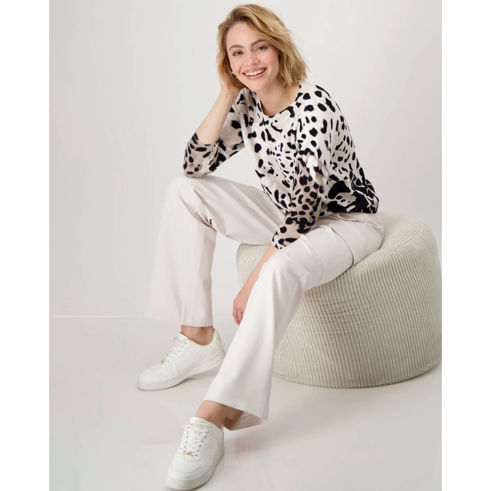 monari Stijlvolle Pullover Sweater White Dames