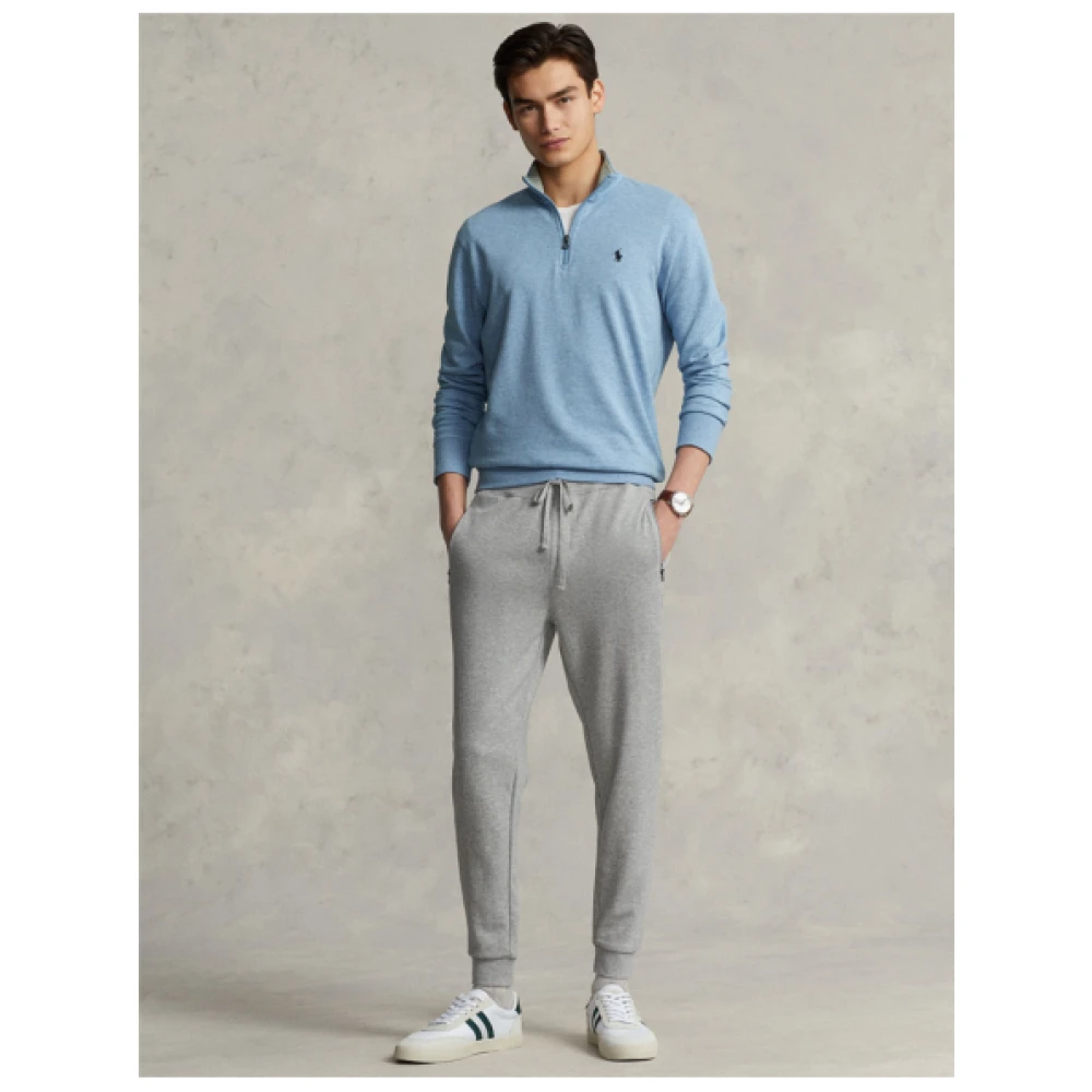 Polo Ralph Lauren Heather Demi-Zip Polo Sweatshirt Blue Heren