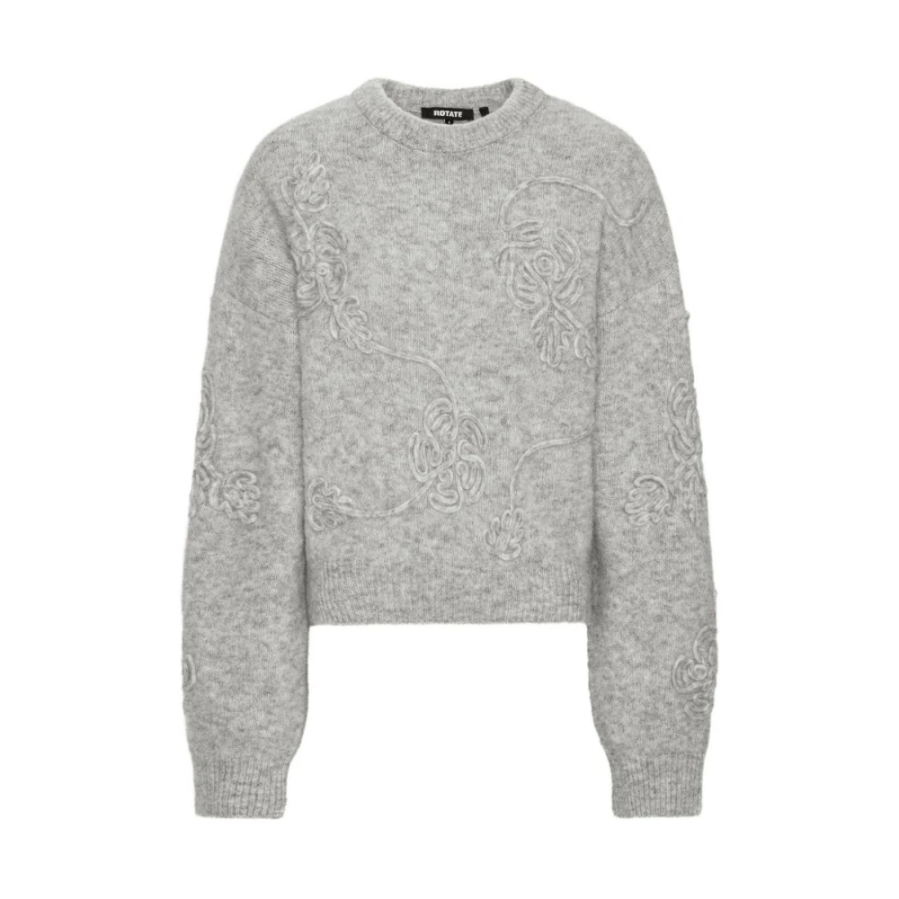Rotate Birger Christensen , Round-Neck Knitwear, Female, Gray, Xs, Rotate Jumpers
