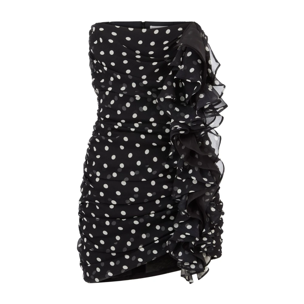 Nina Ricci Zijden jurk met polka dots en ruches Black Dames