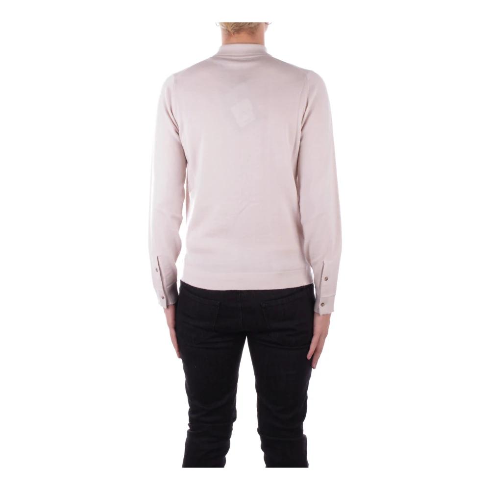 Alpha Studio Logo Front Button Polo Shirt Pink Heren