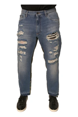 Sliten Cropped Denim Jeans med Dragkedja