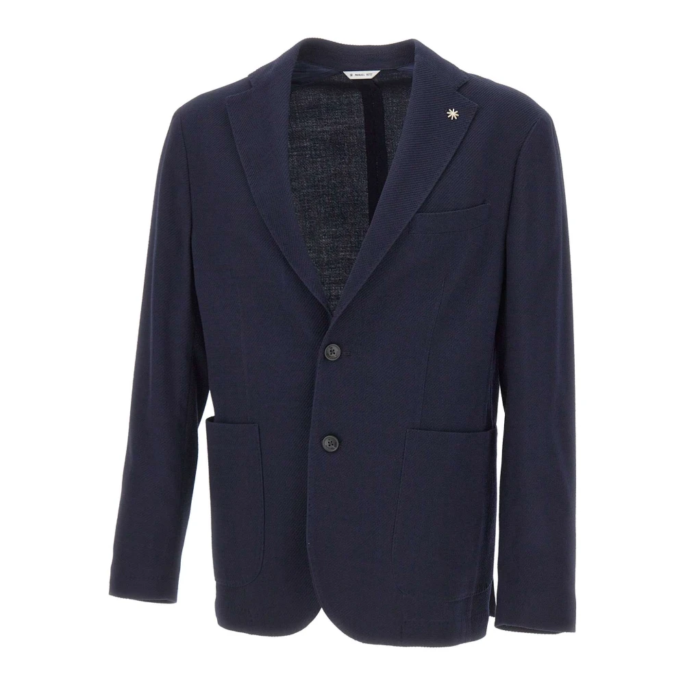 Manuel Ritz Men's Blue Blazers, S, Texturized Wool Blend Blazer