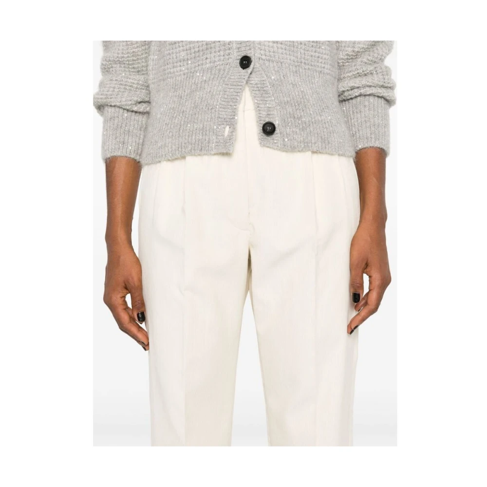 Blazé Milano Katoenen Corduroy Plooibroek White Dames