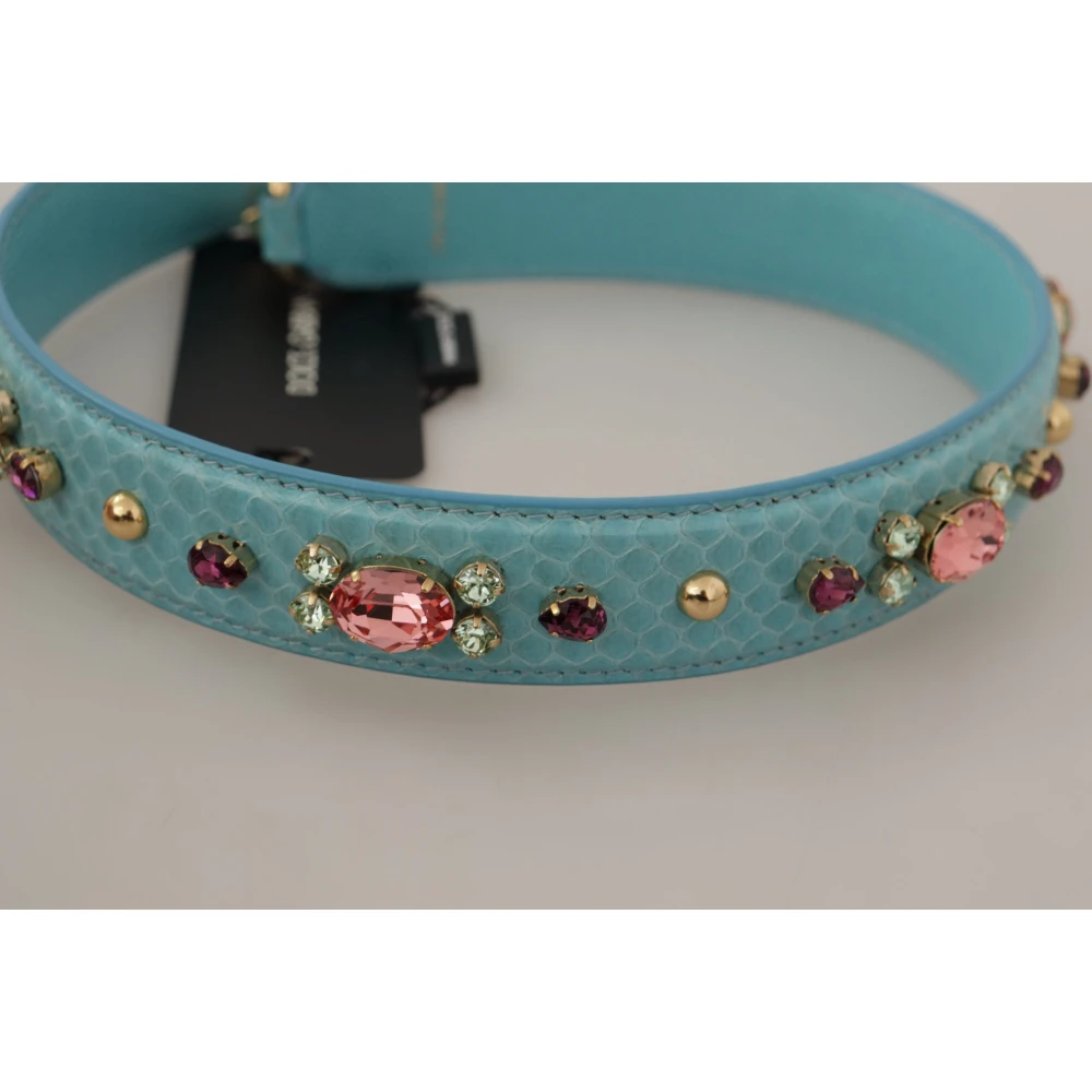 Dolce & Gabbana Lichtblauwe Leren Schoudertasriem Blue Dames