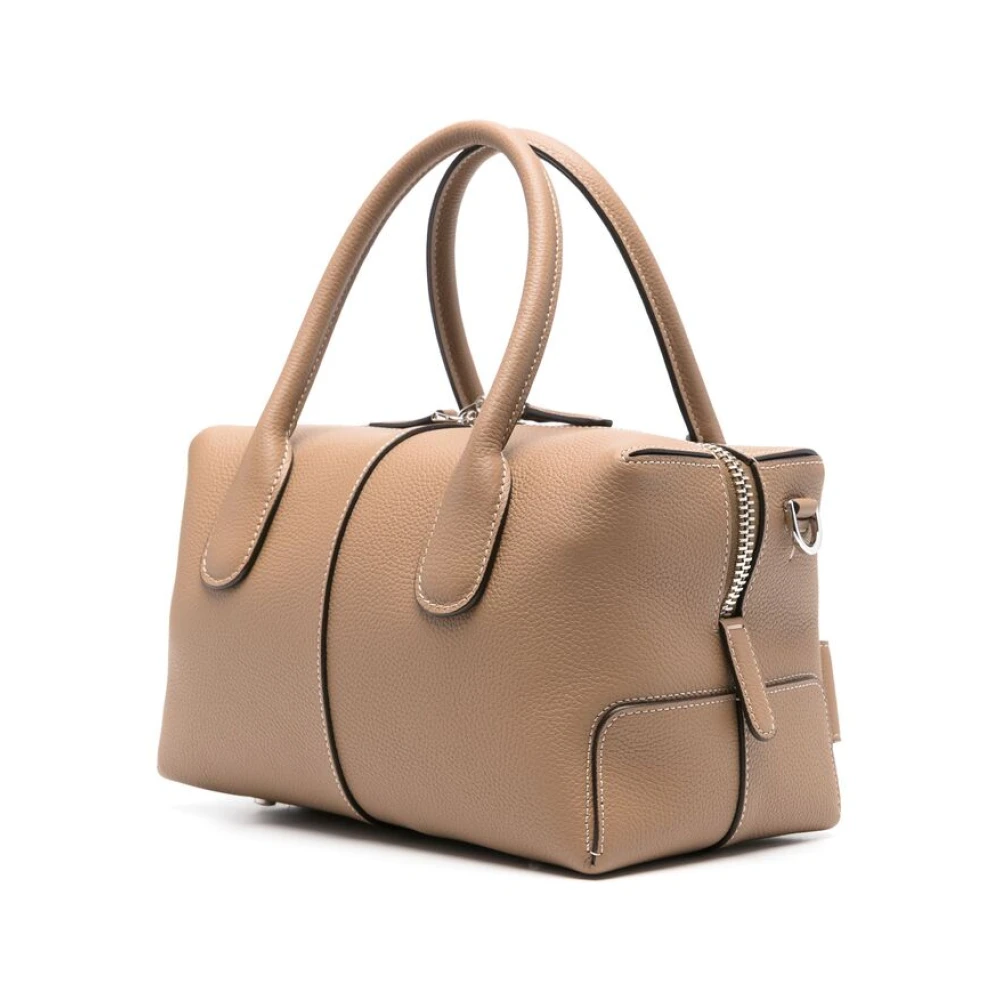TOD'S Bruine leren handtas met bovenrits Brown Dames