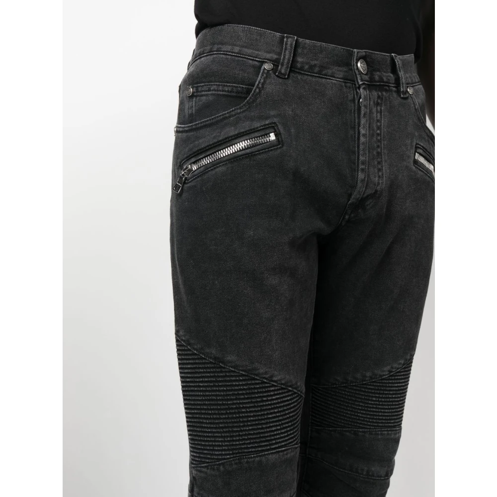 Balmain Skinny Low-Rise Denim Jeans Black Heren