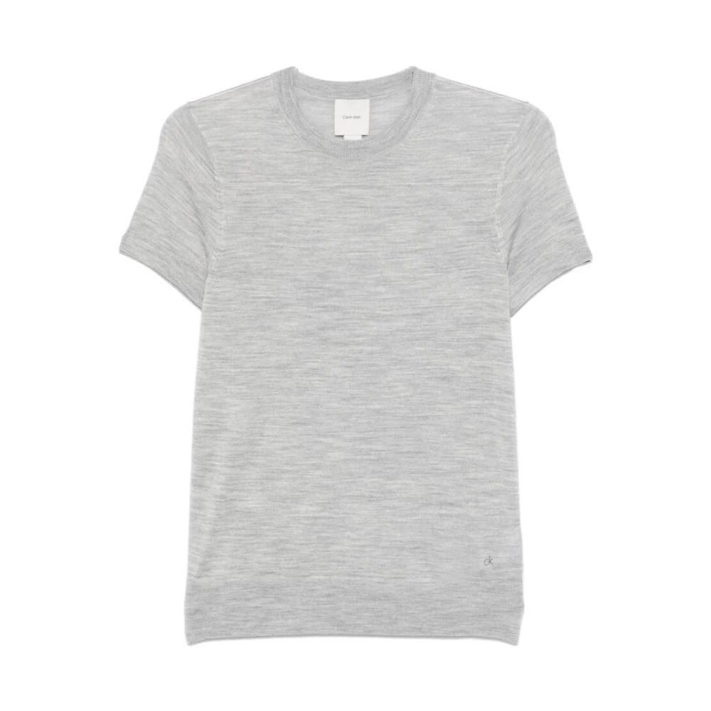 Calvin Klein Heather Grey Crew Neck T-shirt Gray Dames