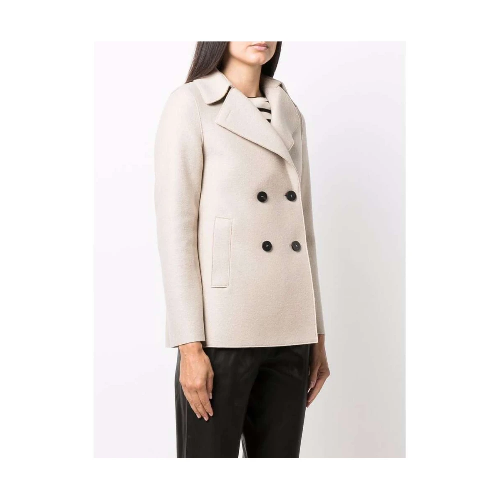 Harris Wharf London Beige Wol Double-Breasted Jas Beige Dames