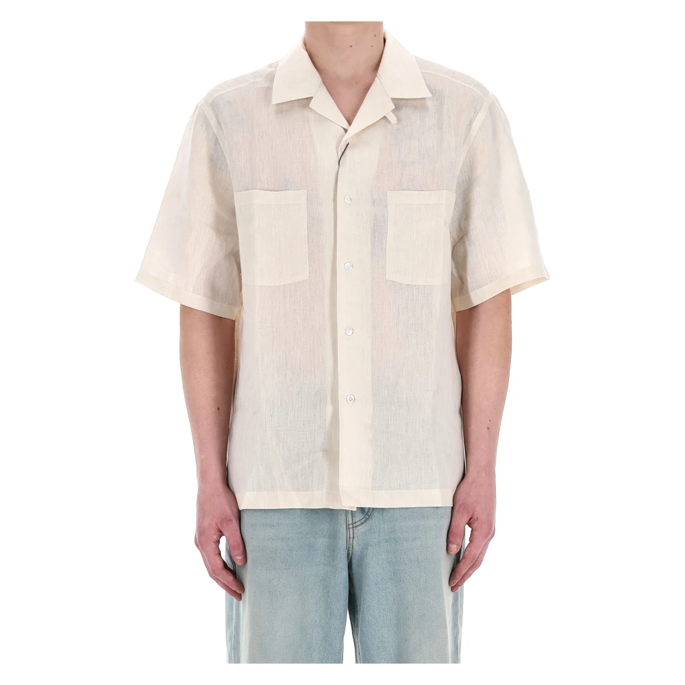 Herno Hombre Beige - Camisa De Lino De Media Manga - Shirts - M - Camisa De Lino De Media Manga