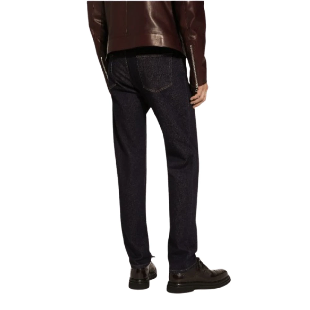 Dolce & Gabbana Slim-Fit Jeans met Logoplaquette Blue Heren