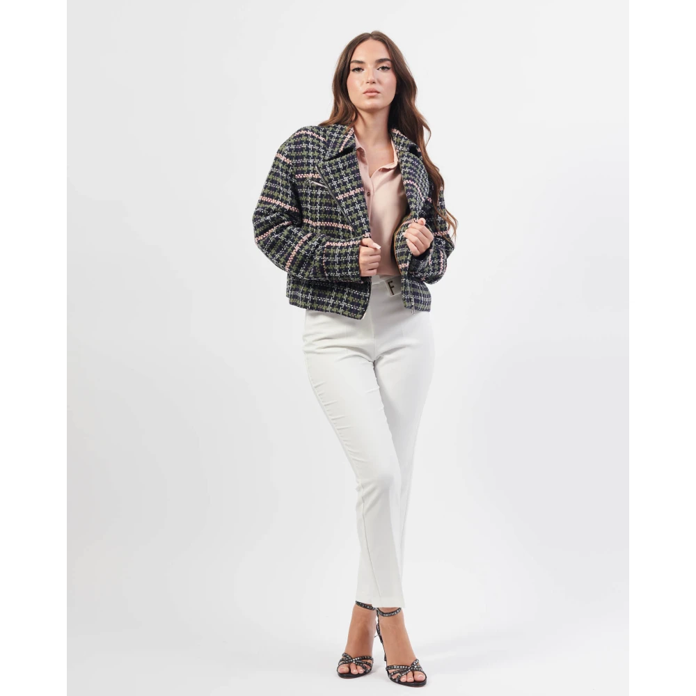 Hugo Boss Korte geruite jas Multicolor Dames