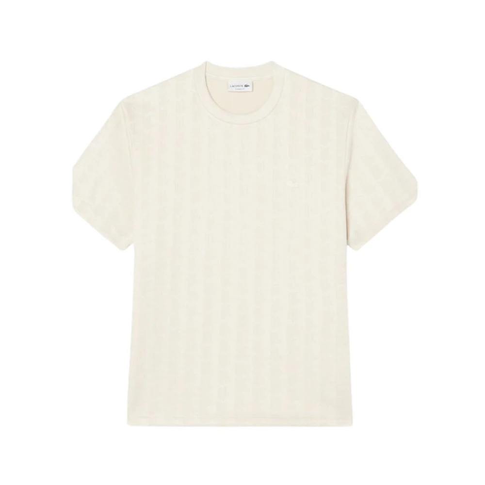 Lacoste Uomo Beige - T-Shirt Monogram Jacquard - Tops - M - Immagine 3