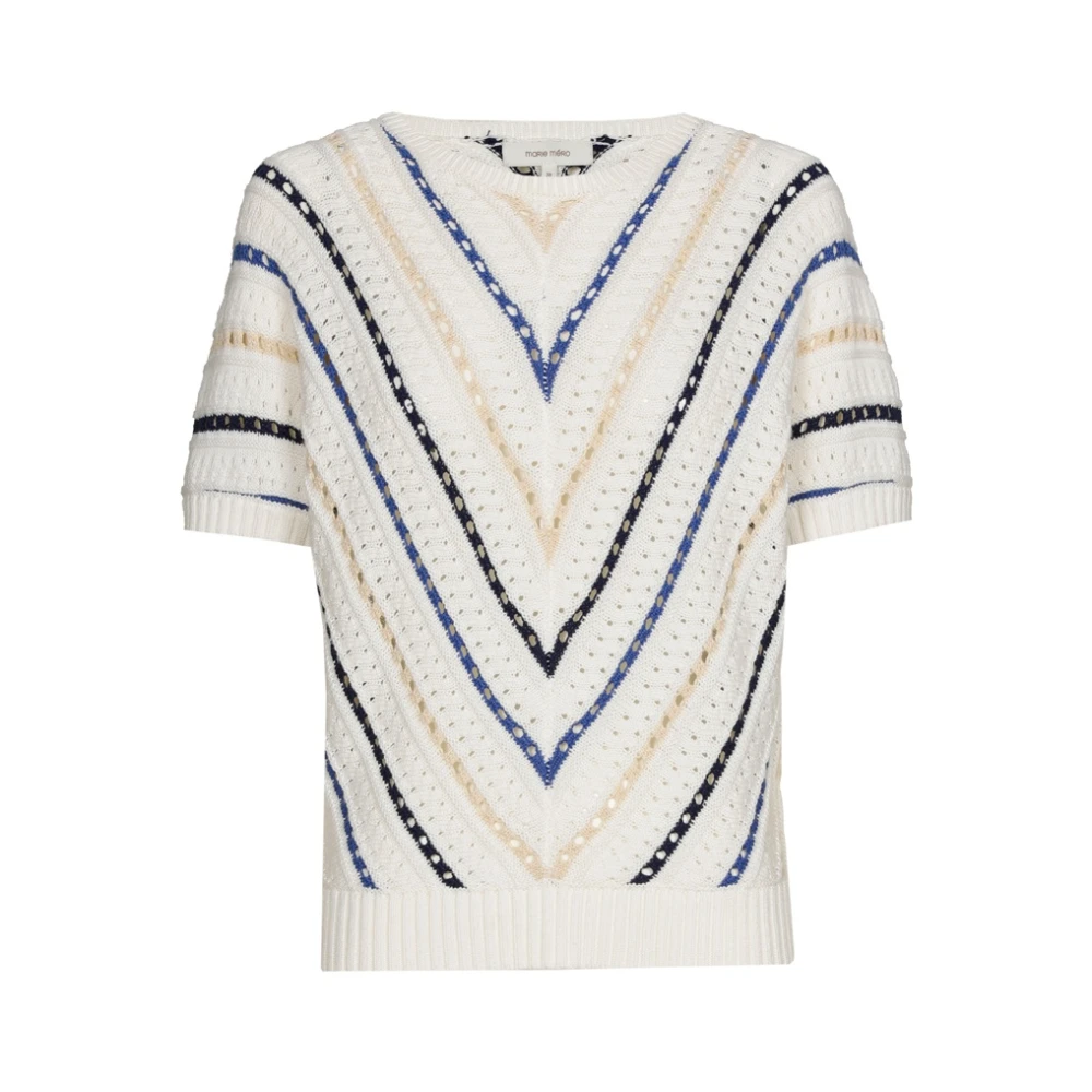 Marie Méro Herringbone Gebreide Katoenen Trui Beige Dames