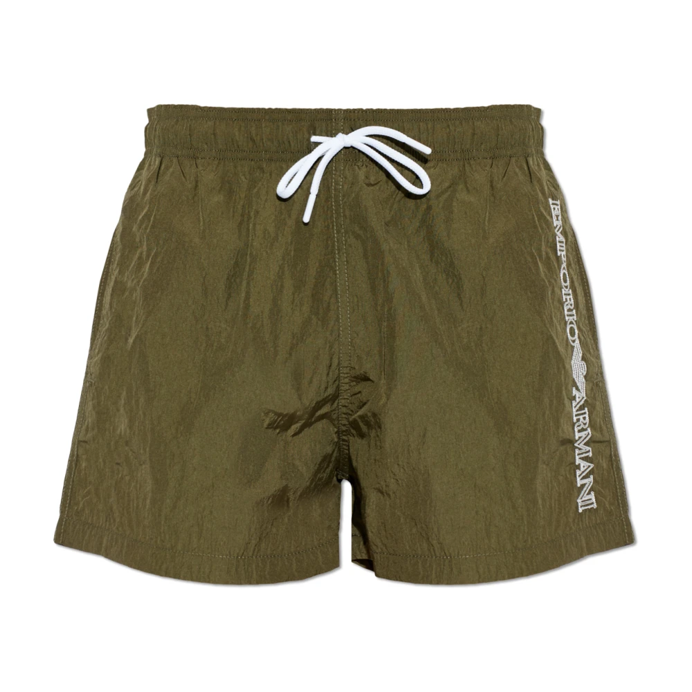 Emporio Armani Grön Badshorts Med Broderad Logotyp