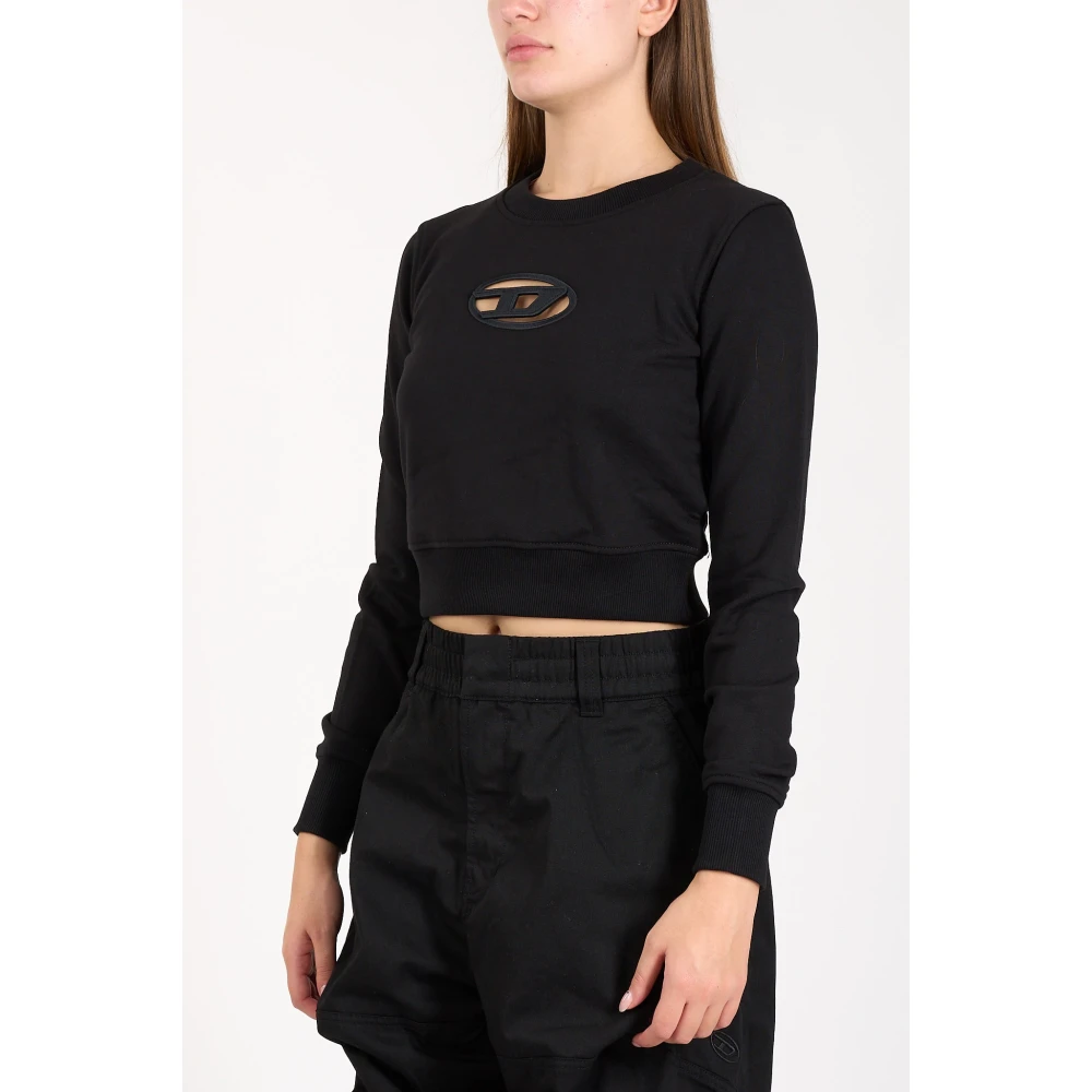 Diesel Cropped logo sweatshirt met slim fit Black Dames