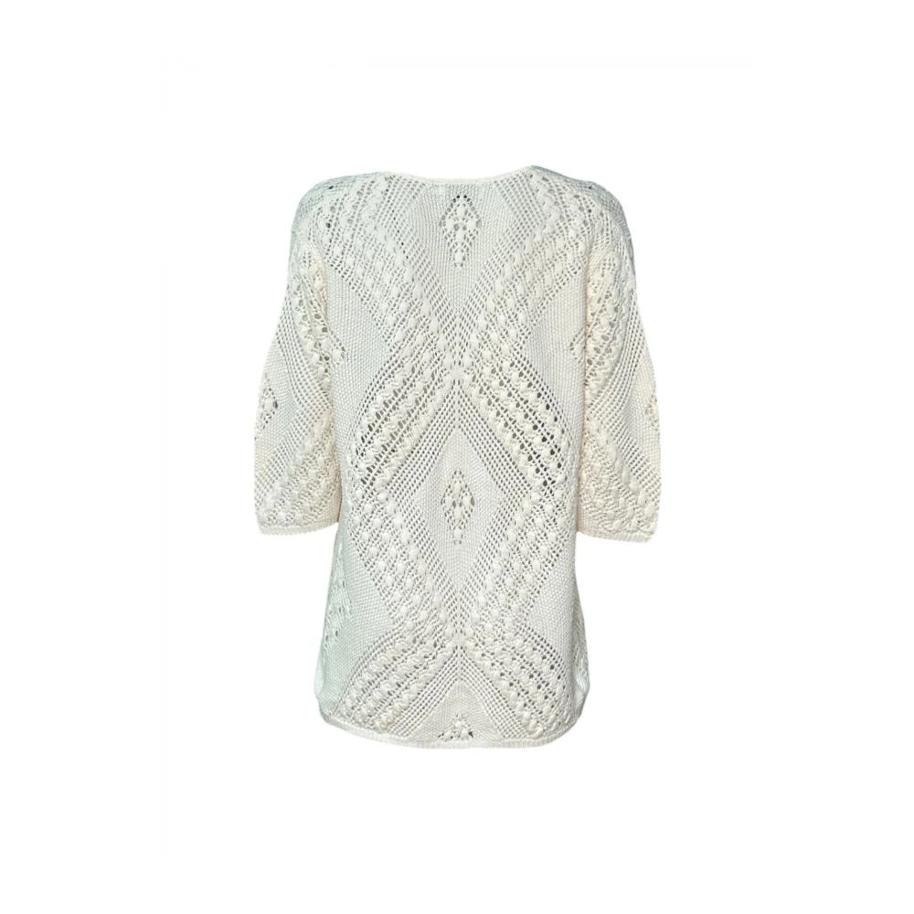 Molly Bracken Etnische Gehaakte T-shirt Sweatshirts Hoodies White Dames