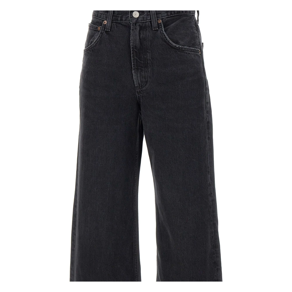 Agolde Zwarte Low Curve Wide Leg Jeans Black Dames