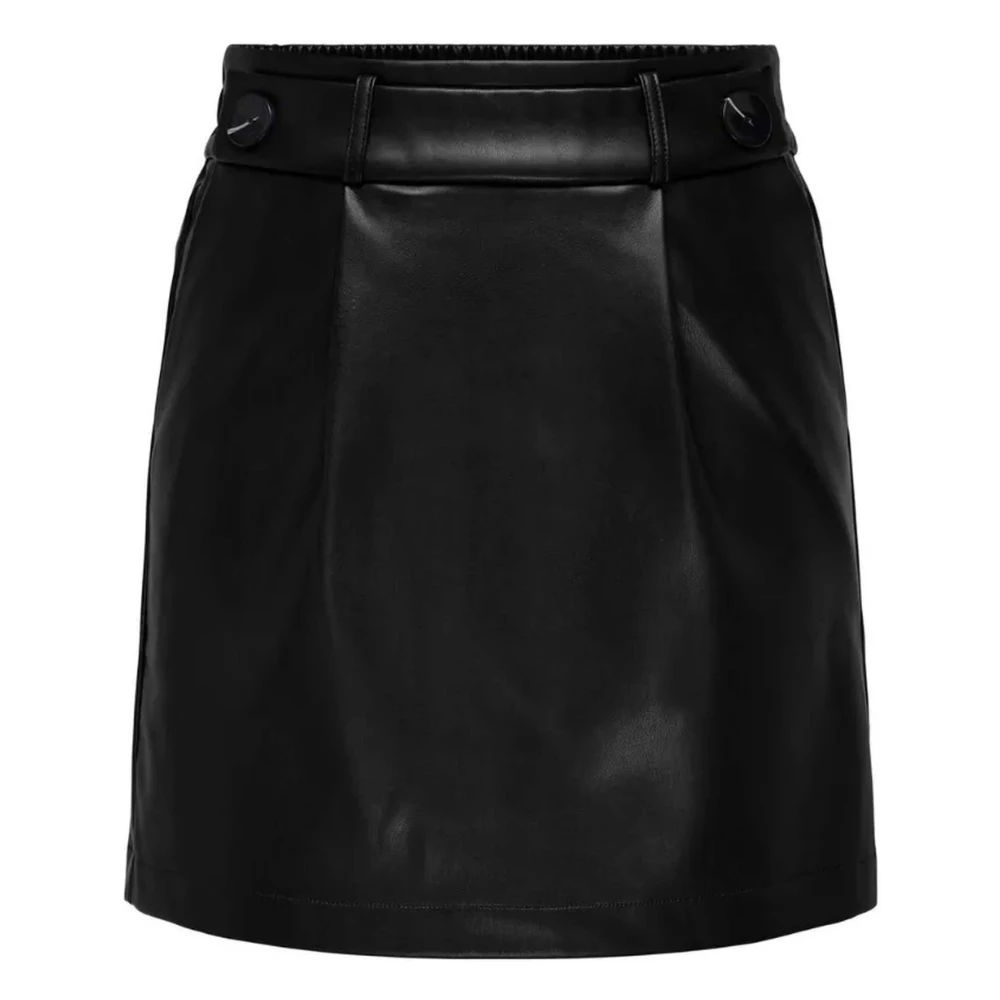 Only Bina Nep Leer Rok Black Dames