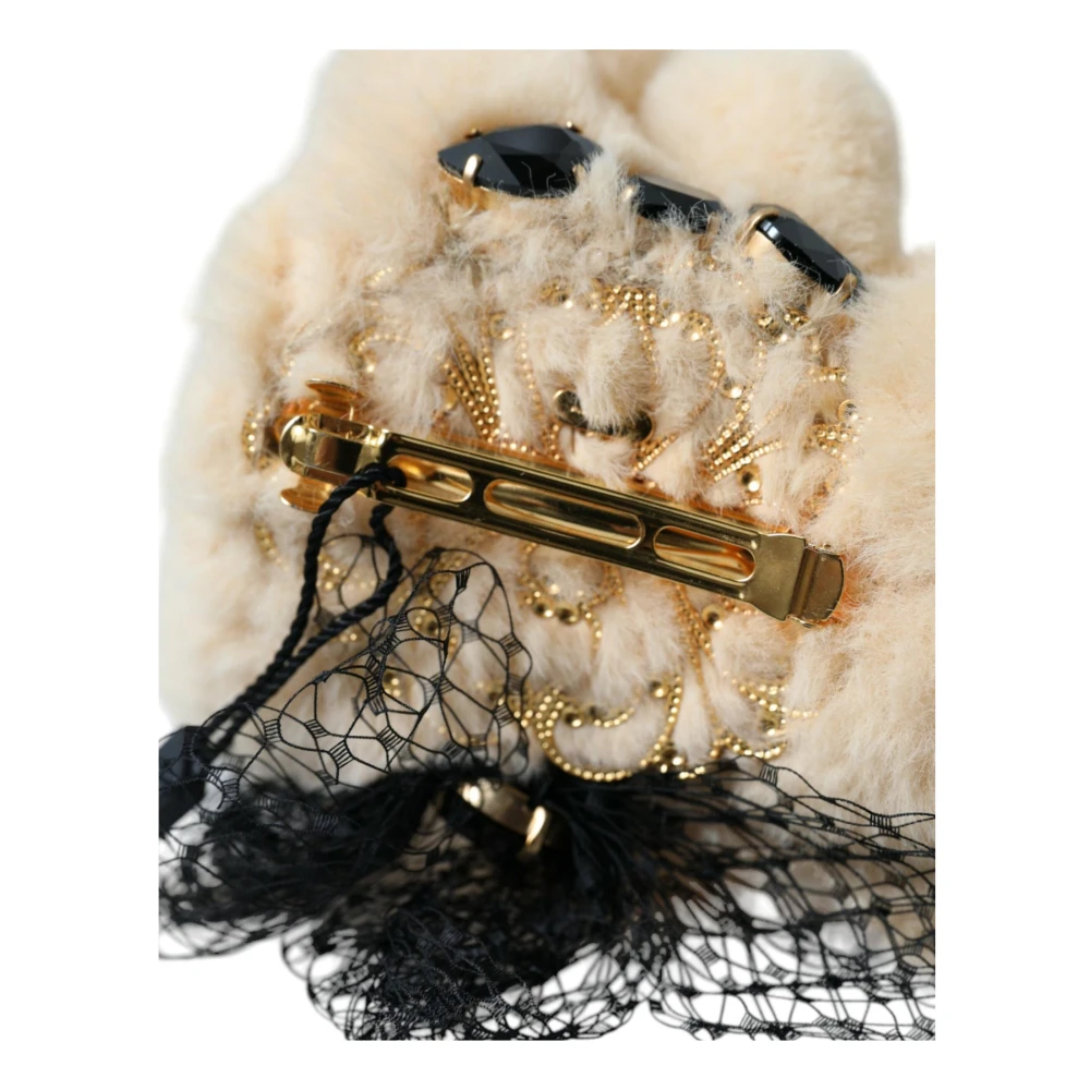 Dolce & Gabbana Teddy Bear Mesh Haarklipband Beige Dames