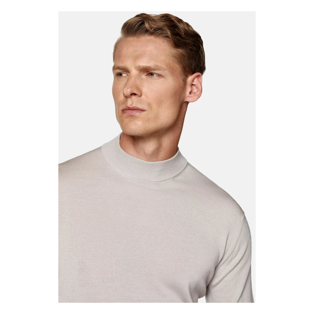 Boggi Milano Mock Polo Neck Jumper Black Heren