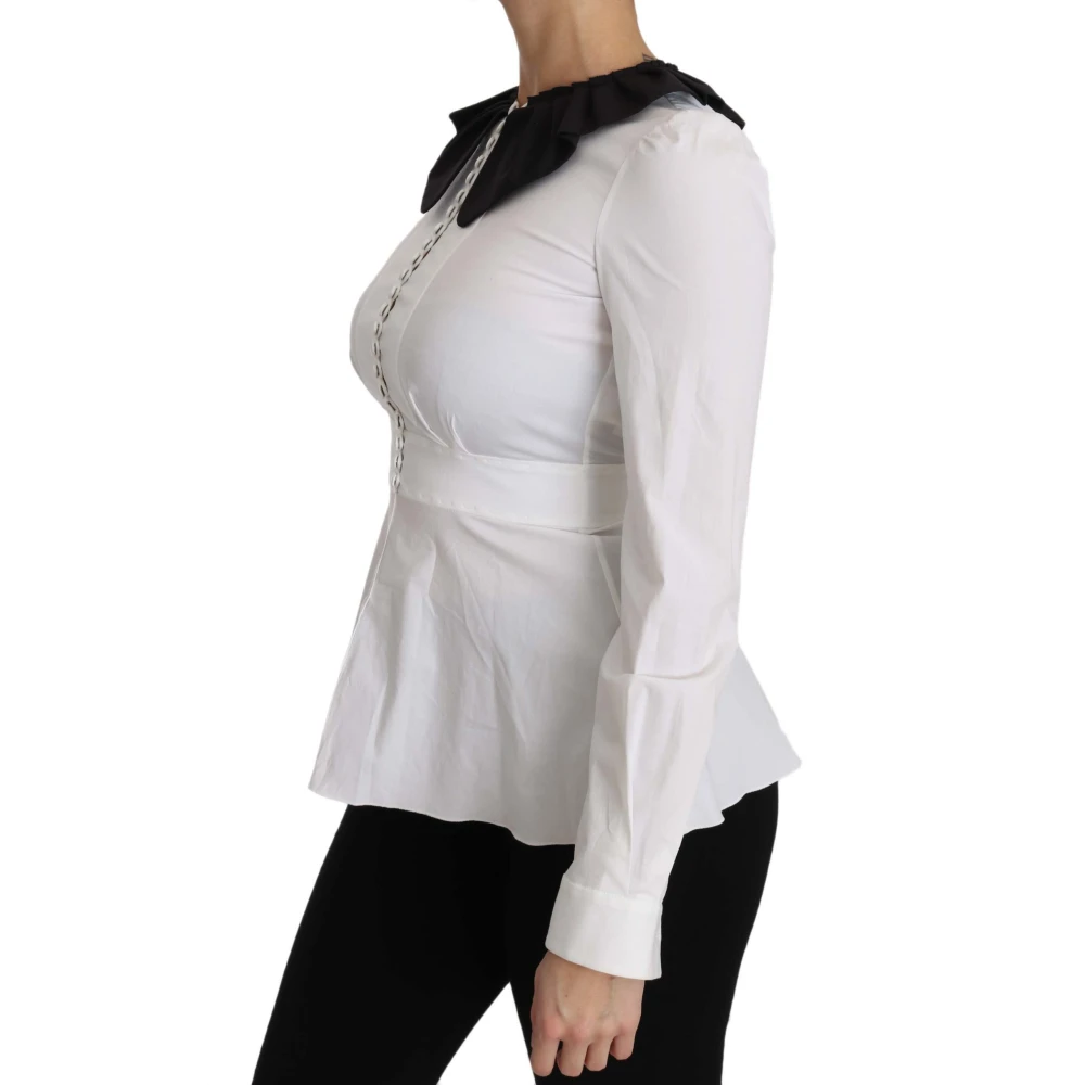 Dolce & Gabbana Witte Kraag Lange Mouw Blouse Top White Dames