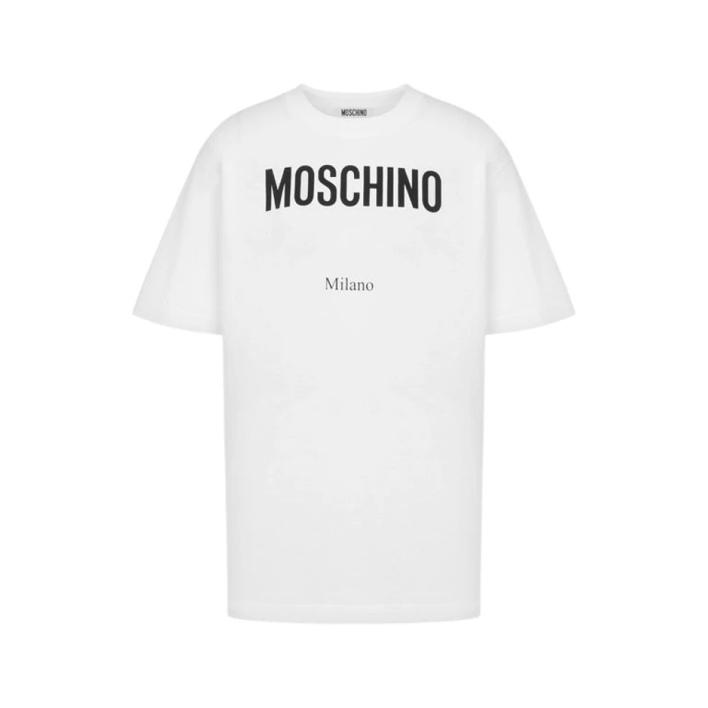Moschino Unisex Wit Bedrukt Katoenen Jersey T-Shirt