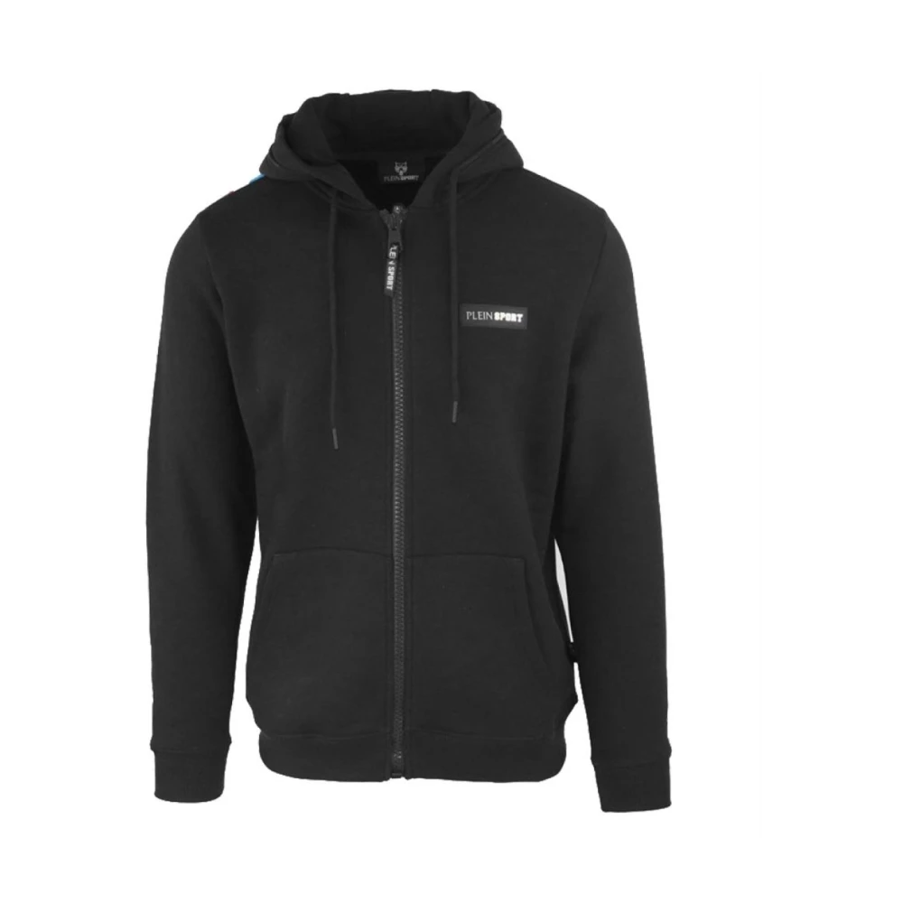 Plein Sport Zwarte Zip-Up Sweatshirt voor Mannen Black Heren