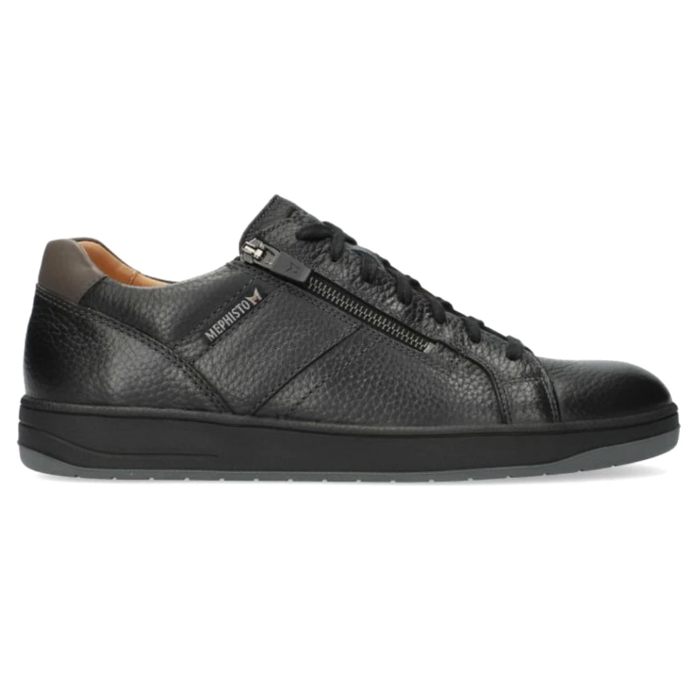 Mephisto Zwarte Leren Herensneaker Henrik Heren Schoenen