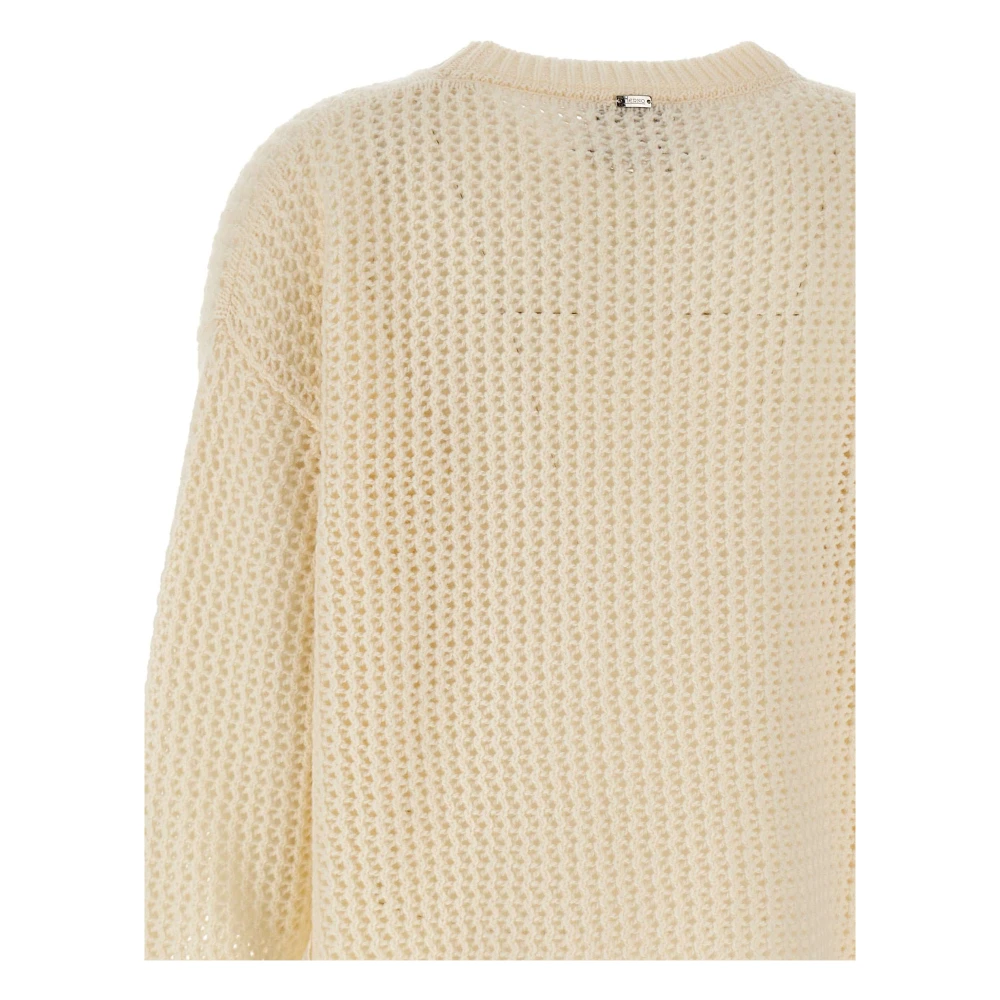 Herno Witte Wol Crew Neck Sweater White Dames