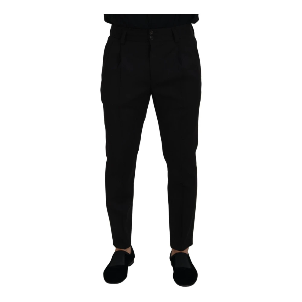 Dolce & Gabbana Men's Black Authentic Trousers With Logo Details - Suit Trousers - M - Trousers