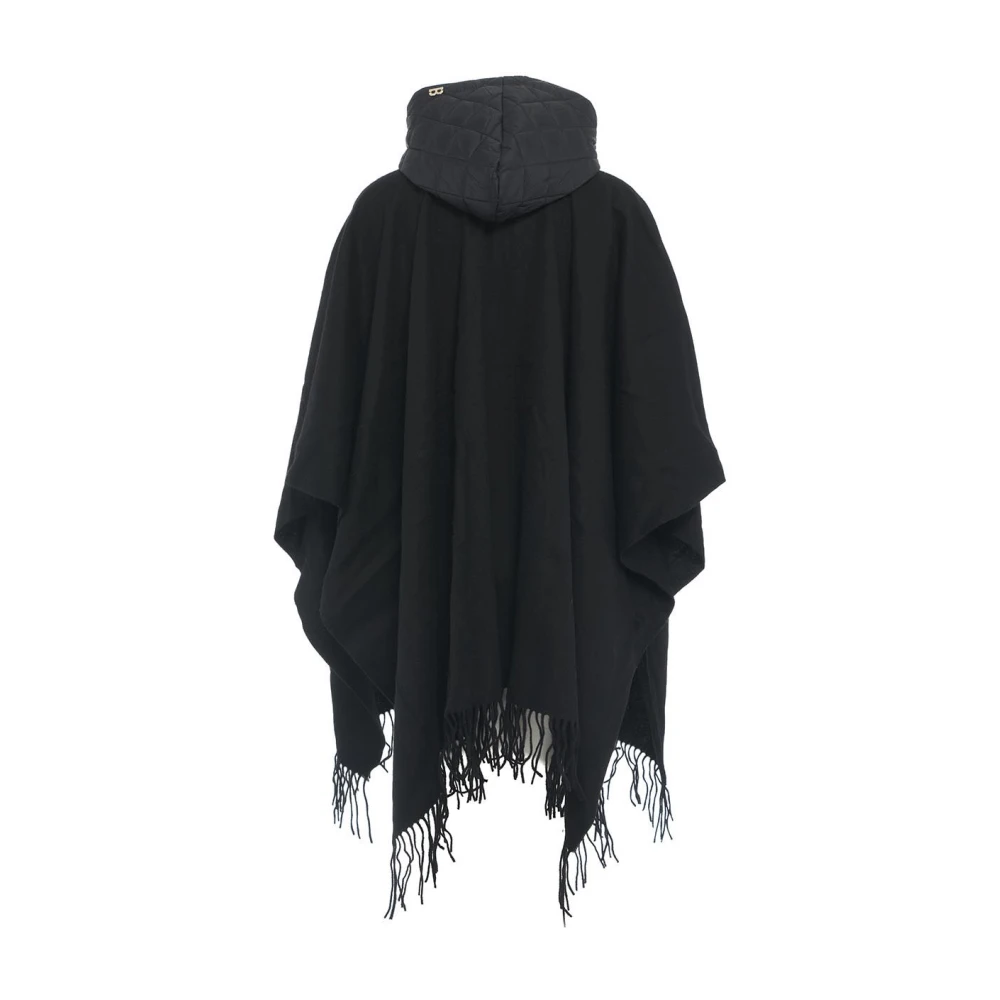 Blugirl Zwarte wollen cape met capuchon Black Dames