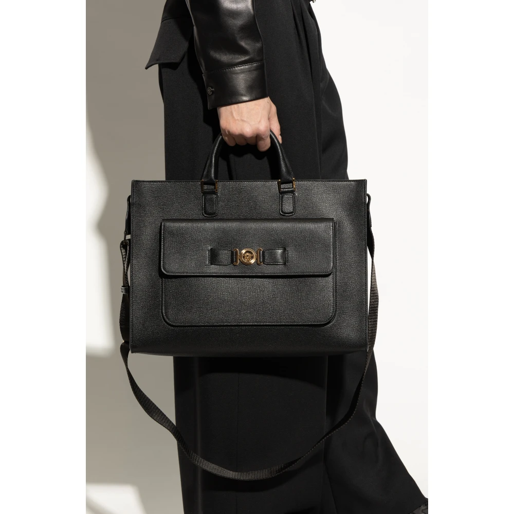 Versace Leren aktetas 'Medusa Biggie' Black Heren