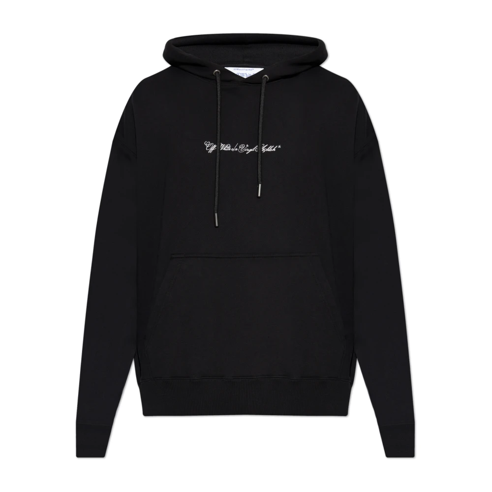 Off White Men's Black Embroidered Logo Hoodie - Hoodies - M - Sweatshirts & Hoodies