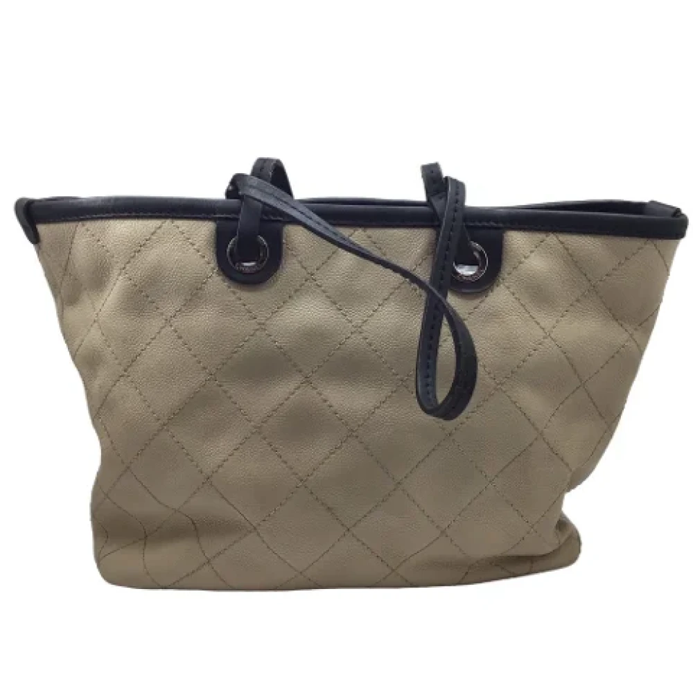 Chanel Vintage Pre-owned Leather totes Beige Dames