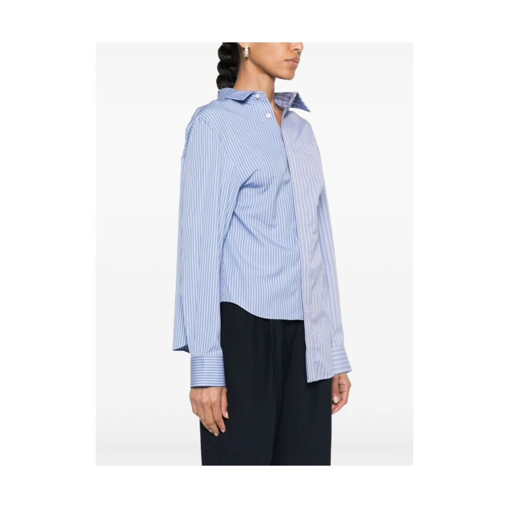 Sacai Blauw Wit Asymmetrisch Pinstripe Overhemd Blue Dames