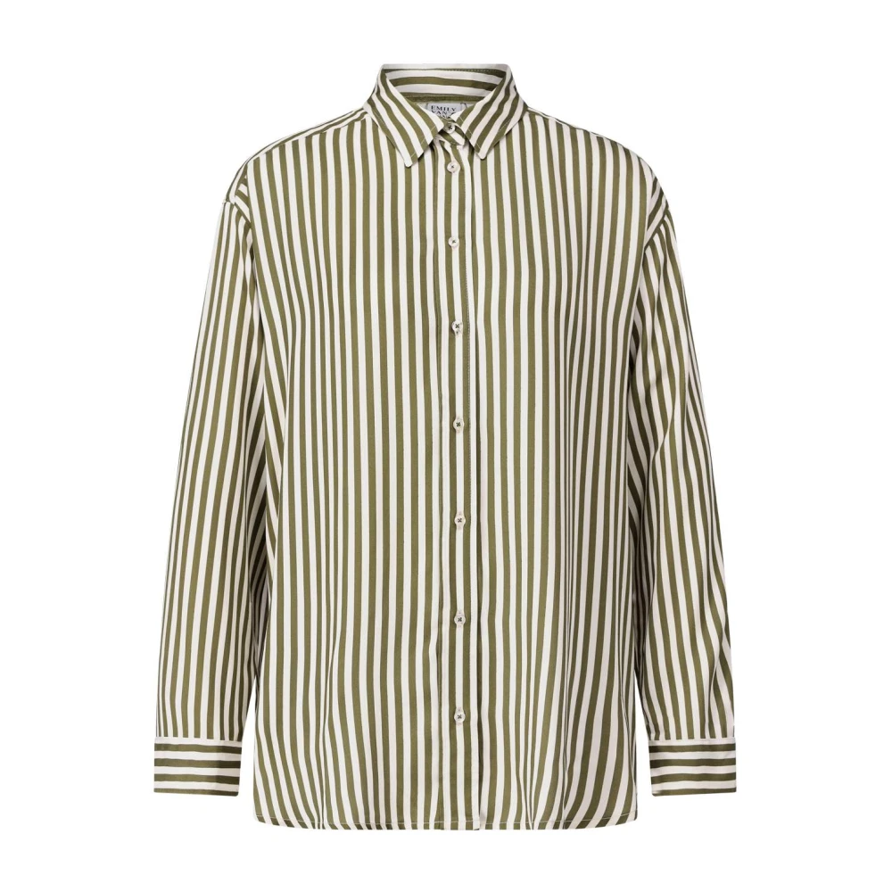 Emily Van den Bergh Gestreepte Oversized Blouse Green Dames