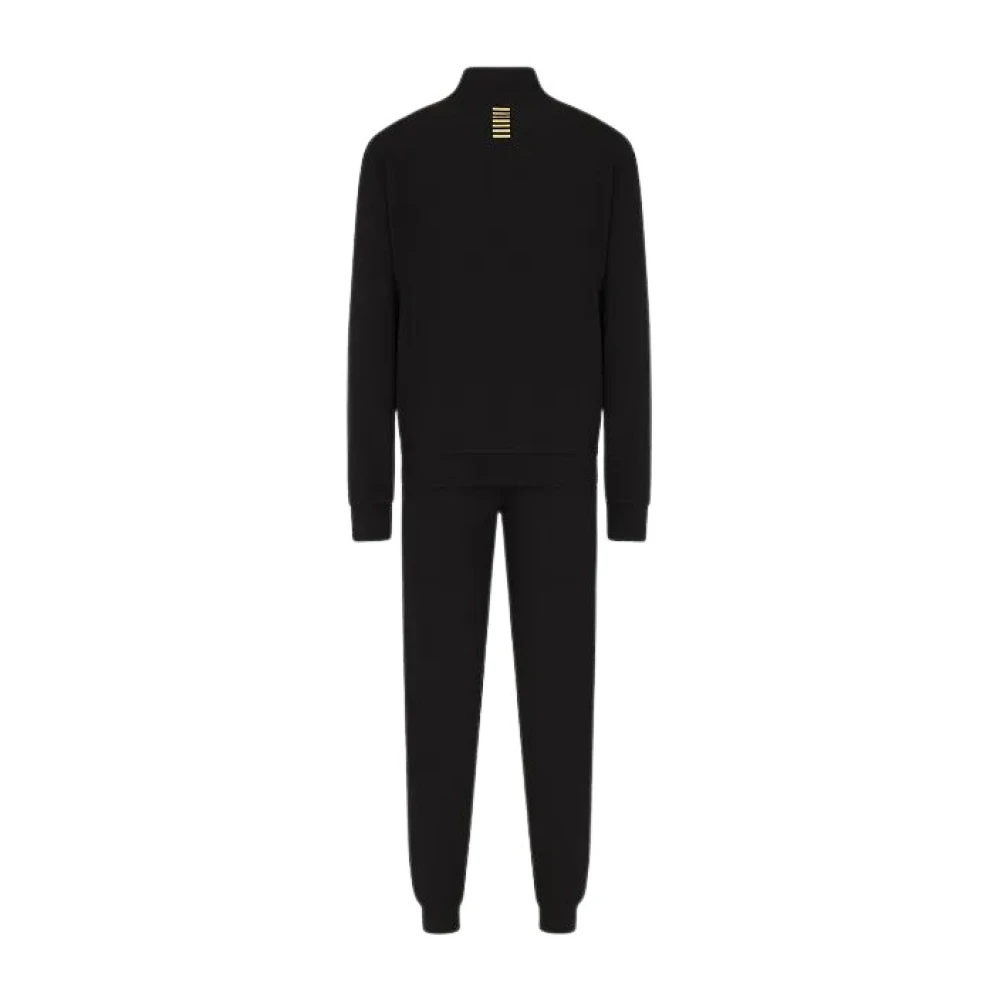 Emporio Armani EA7 Zwart Trainingspak Set met Opstaande Kraag Black Heren