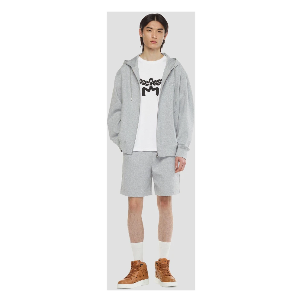 MCM Hoodie Essential in Romanit met Logo Gray Heren