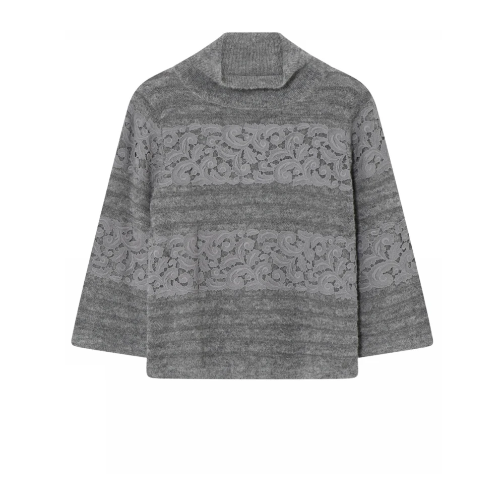 Gustav Elegante Kant Gebreide Trui Gray Dames