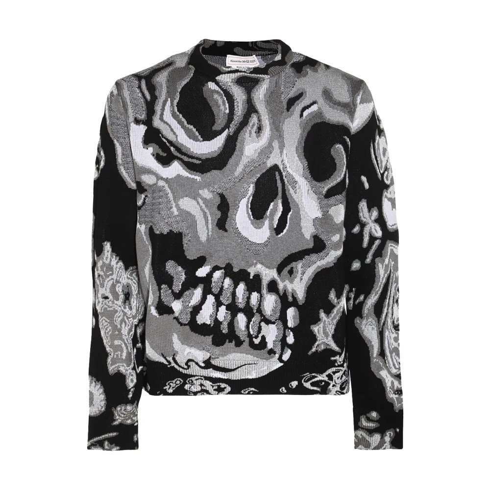 Alexander mcqueen Zwarte Gebreide Trui met Zilveren Details Black Heren