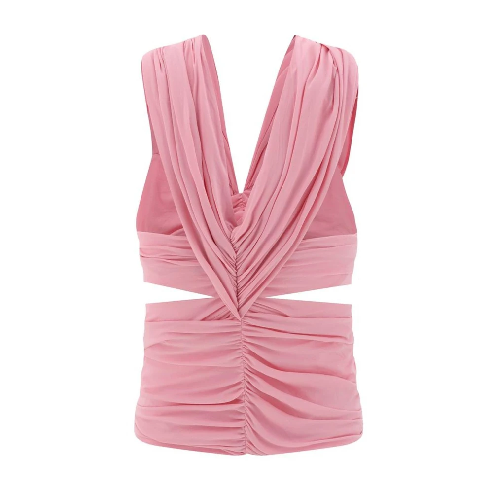 Magda Butrym Mouwloze top met ruches en 3D-roos Pink Dames