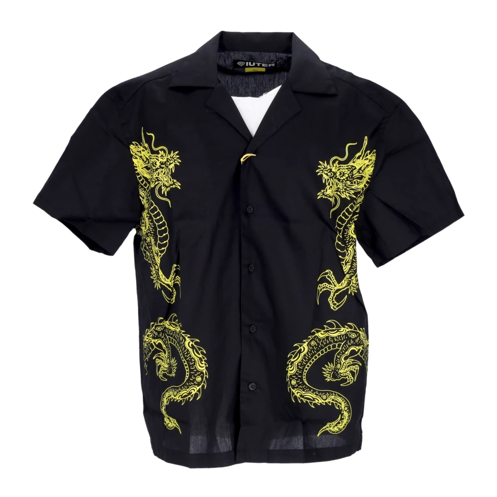 Iuter Draken Korte Mouw Zwarte Shirt Black Heren