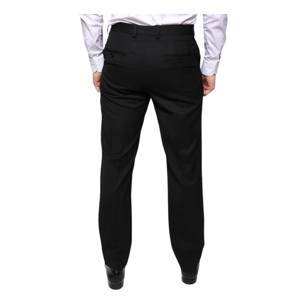 Dolce & Gabbana Zwarte Wolmix Skinny Dressbroek Black Heren