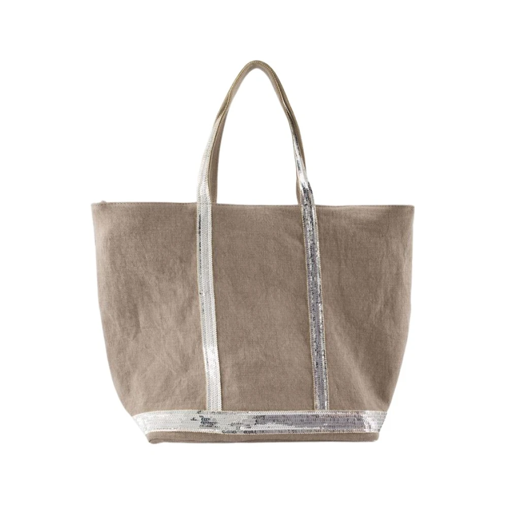 Vanessa Bruno Women's Grey Linen Shopper Bag With Leather Lining