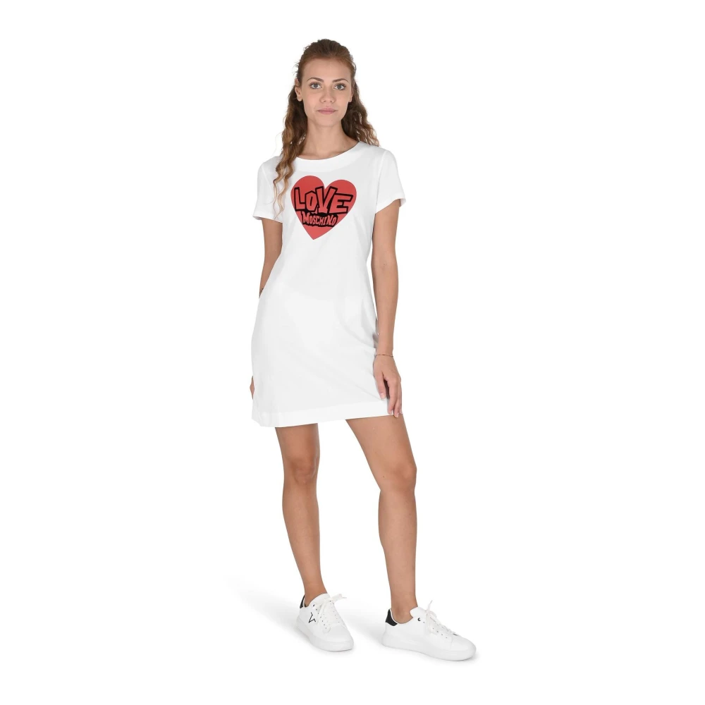 Love Moschino Stijlvolle witte katoenen jurk met unieke details White Dames