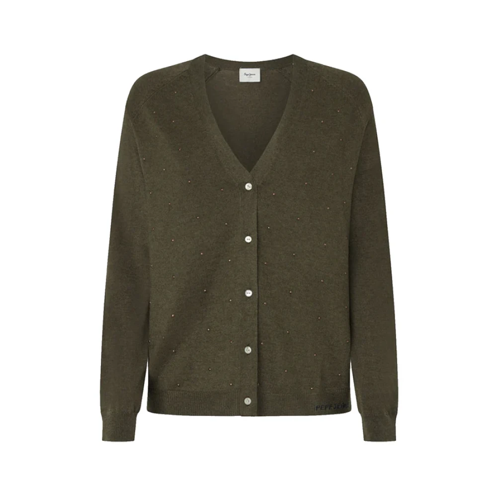 Pepe Jeans Zijden Gebreide Vest met Juweel Details Brown Dames