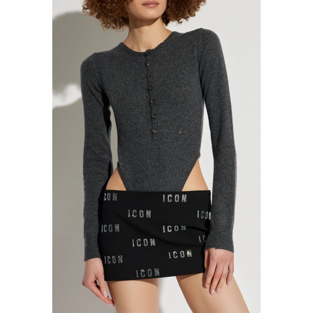 Dsquared2 Bodysuit met logotoepassing Gray Dames