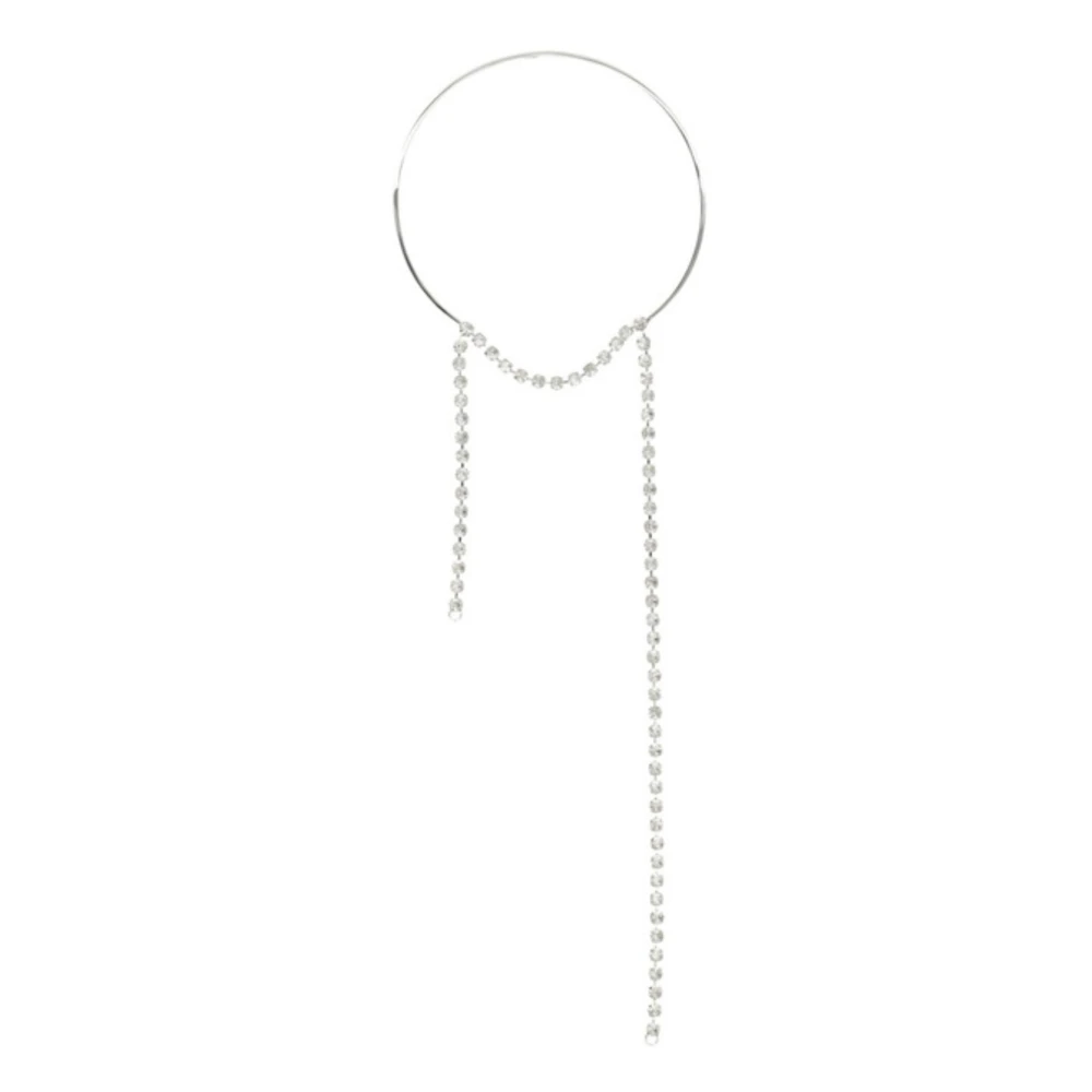Mm6 Maison Margiela Women's Gray Necklaces, M, Rhinestone Pendant Necklace