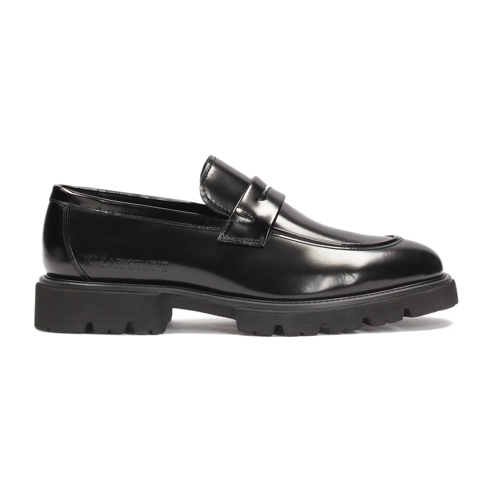 Kazar Studio Svarta läder herr penny loafers Black, Herr